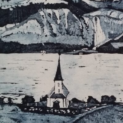 Detail from Feigumfoss, based on a waterfall and fjord in Norway