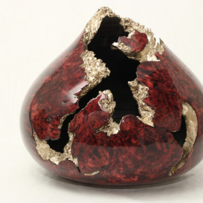 Coloured Horse Chestnut Burr with 22ct Champagne Gold Leaf.  260mm H x 270mm D