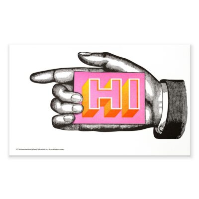  Hi manicule original hand-printed letterpress print.