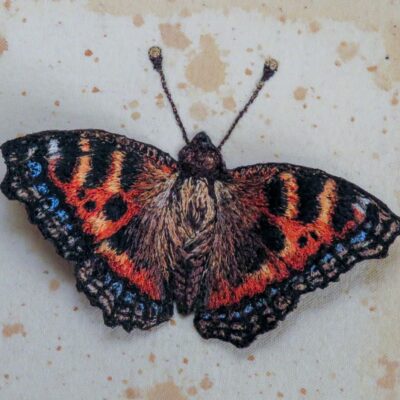 Tortoiseshell butterfly machine embroidery