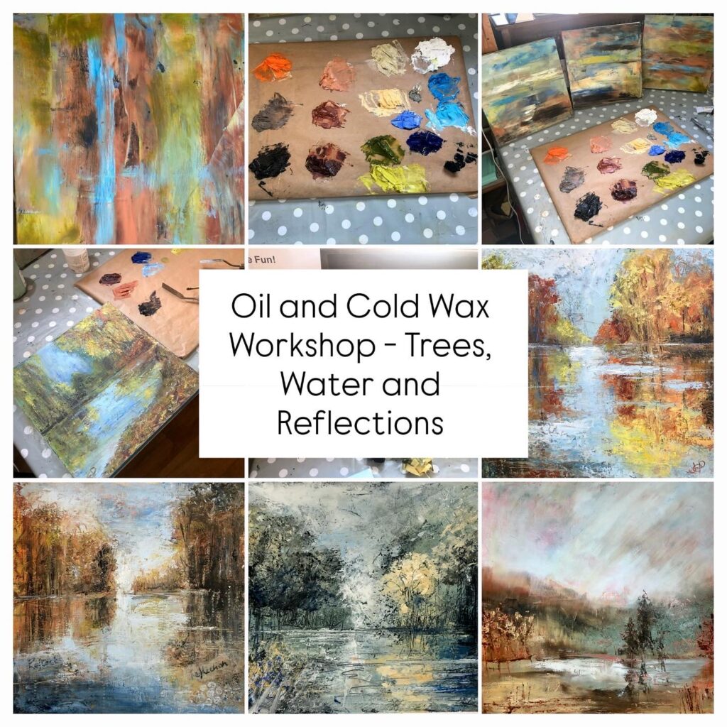 Oil and Cold Wax Workshop - Trees Water and Reflections